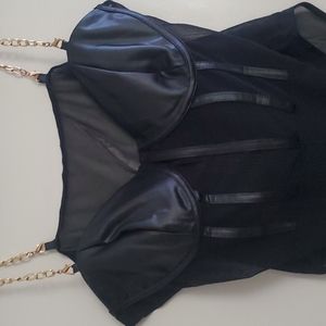 Never Worn Bustier Contrast Mesh Cami Bodysuit